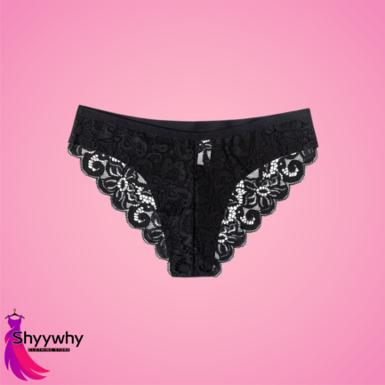 1pc Women's Black Lace Panties - Sexy Low-Rise, Seamless, Soft Nylon/Elastane Blend, Scalloped Trim, Breathable Cut-Out Detail, Hand Washable - Image 3