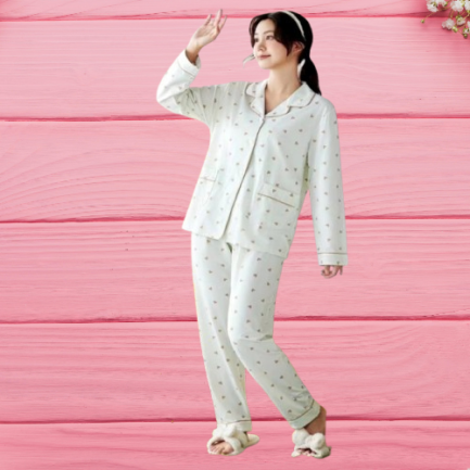 Cozy Charm Women’s Elegant Cotton Pajama Set for Ultimate Comfort & Style